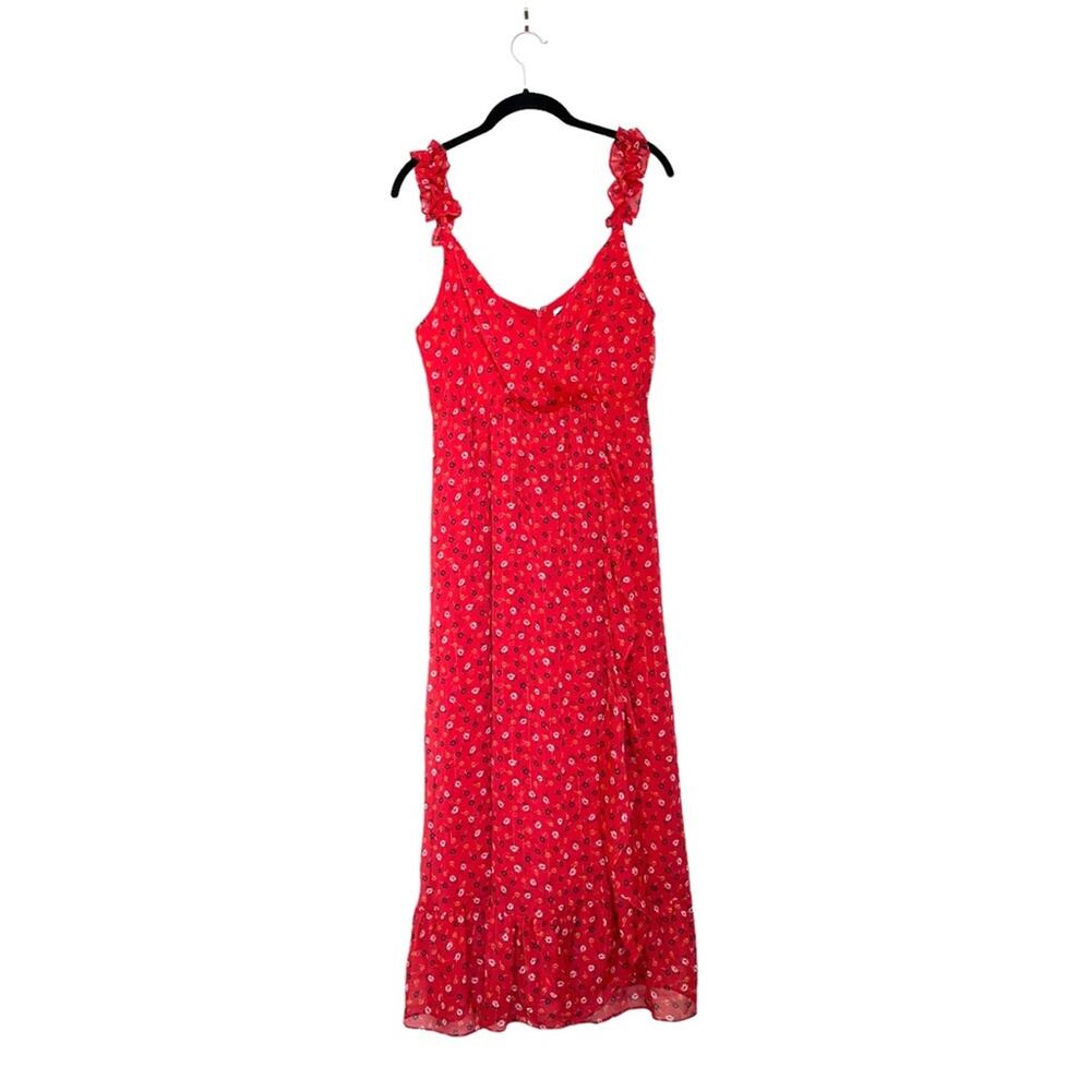 Madewell Ruffle-Strap Wrap Dress in Metallic-Striped Prairie Posies Size 4